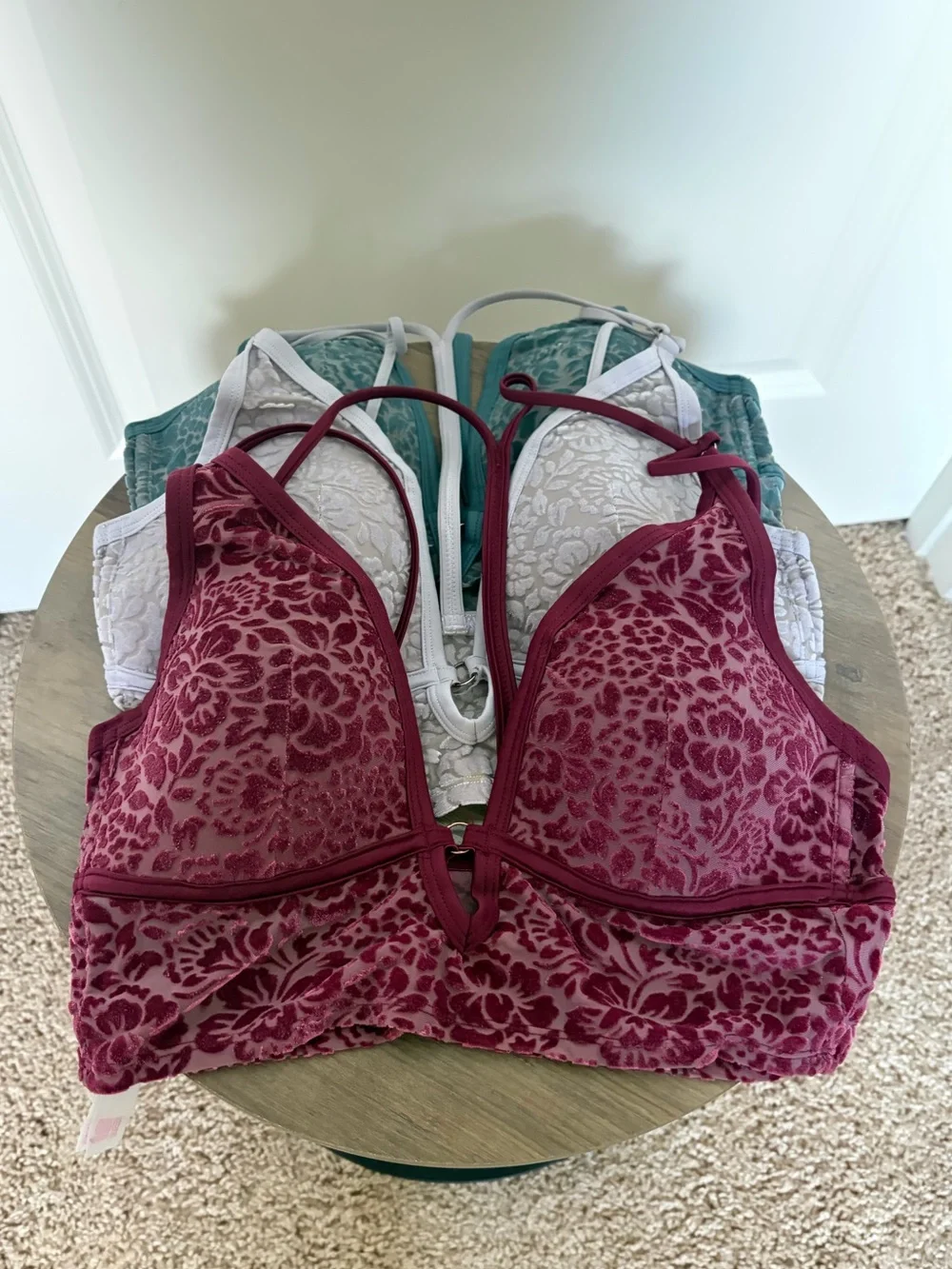 PINK Victoria’s Secret Floral Velvet Bralettes – Bundle of 3 - Picture 1 of 12